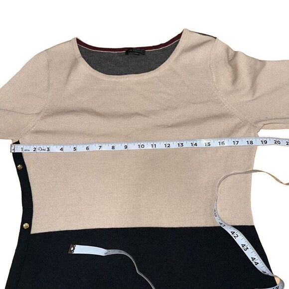 The Limited Women’s Wool Blend Neutral Colorblocked Longsleeve Sweater Dress - Picture 6 of 12
